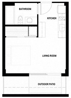 Floor plan for studio, 1 bath, 321 sqft